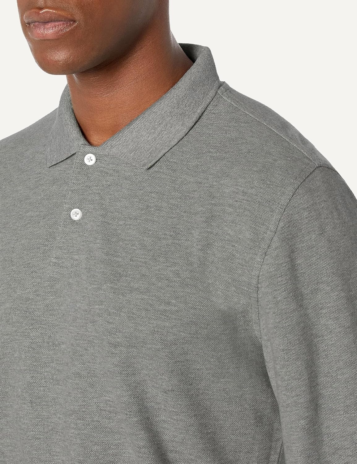 image:imageAmazon Essentials Mens LongSleeve Pique Polo ShirtMedium Grey Heather