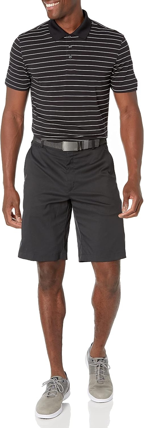 image:imageAmazon Essentials Mens Moisture Wicking Golf Polo Shirt Short Sleeve SlimFit QuickDry Active WearBlack Stripe