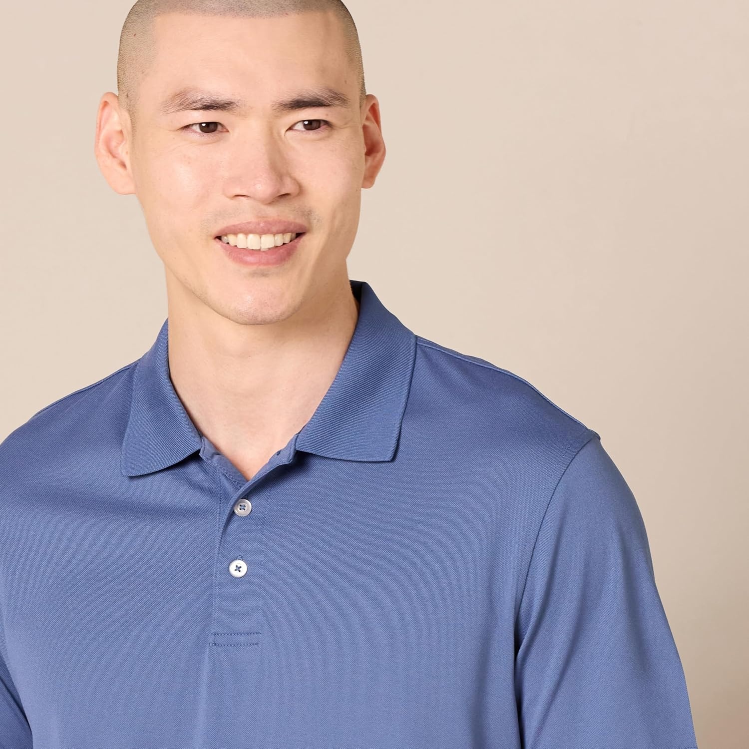 image:imageAmazon Essentials Mens Moisture Wicking Golf Polo Shirt Short Sleeve SlimFit QuickDry Active WearBlue