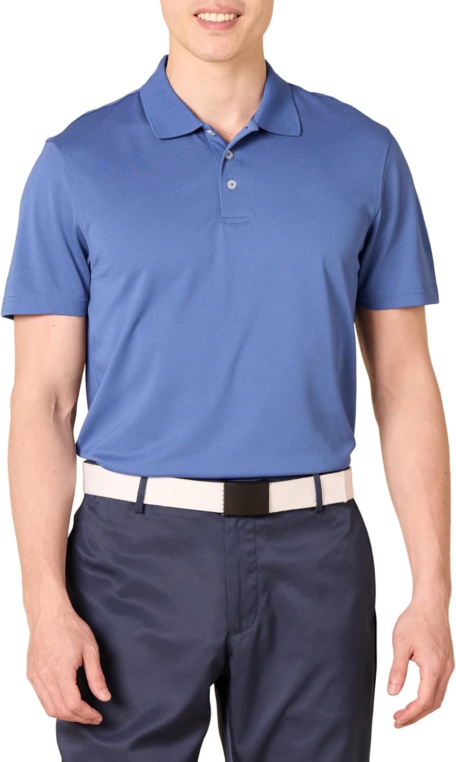 image:imageAmazon Essentials Mens Moisture Wicking Golf Polo Shirt Short Sleeve SlimFit QuickDry Active WearBlue