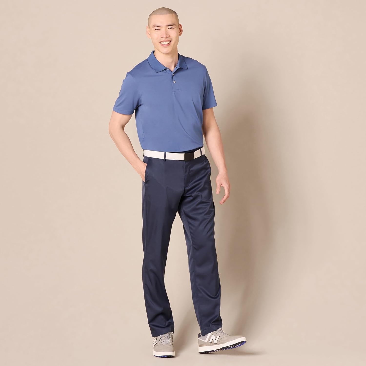 image:imageAmazon Essentials Mens Moisture Wicking Golf Polo Shirt Short Sleeve SlimFit QuickDry Active WearBlue
