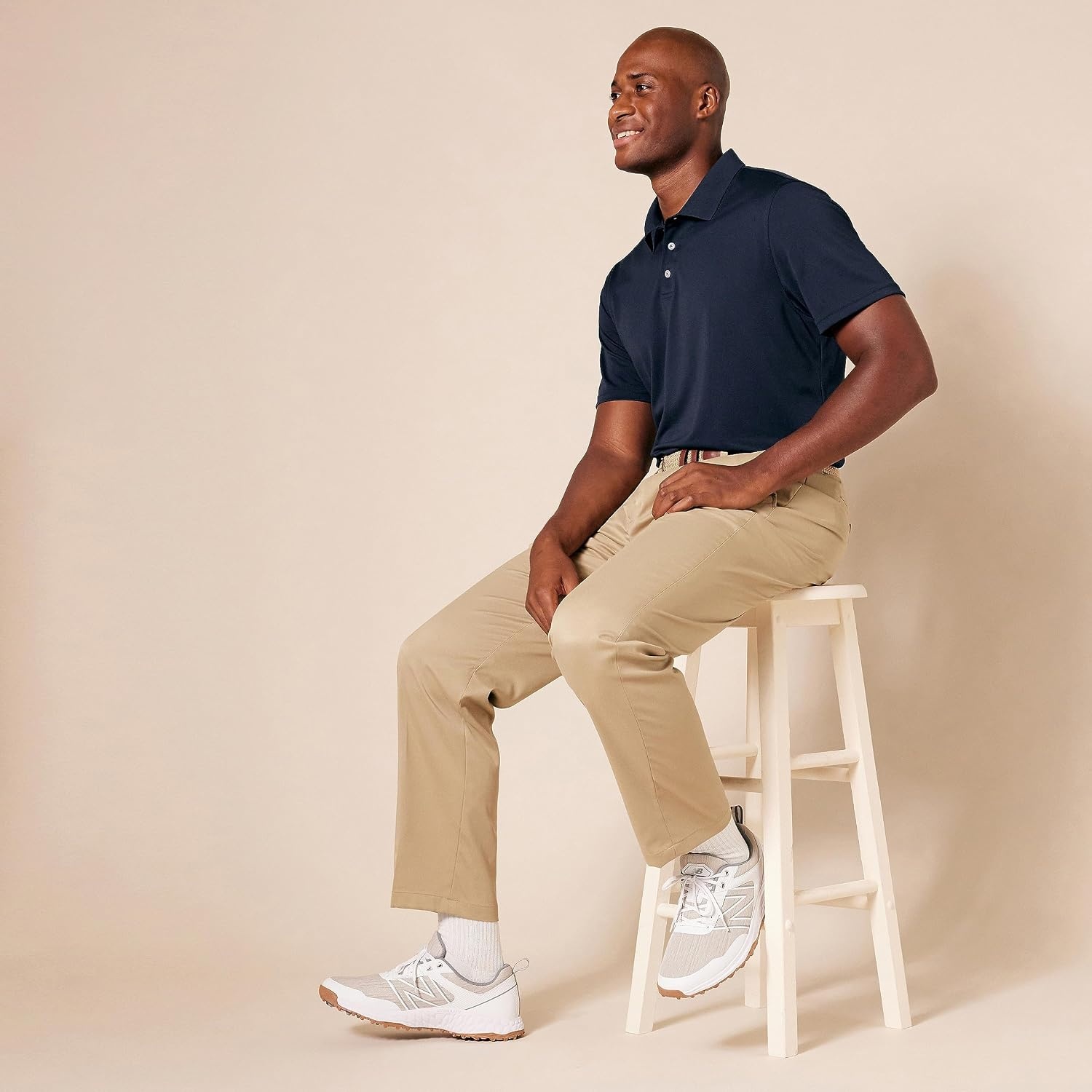 image:imageAmazon Essentials Mens Moisture Wicking Golf Polo Shirt Short Sleeve SlimFit QuickDry Active WearDark Navy
