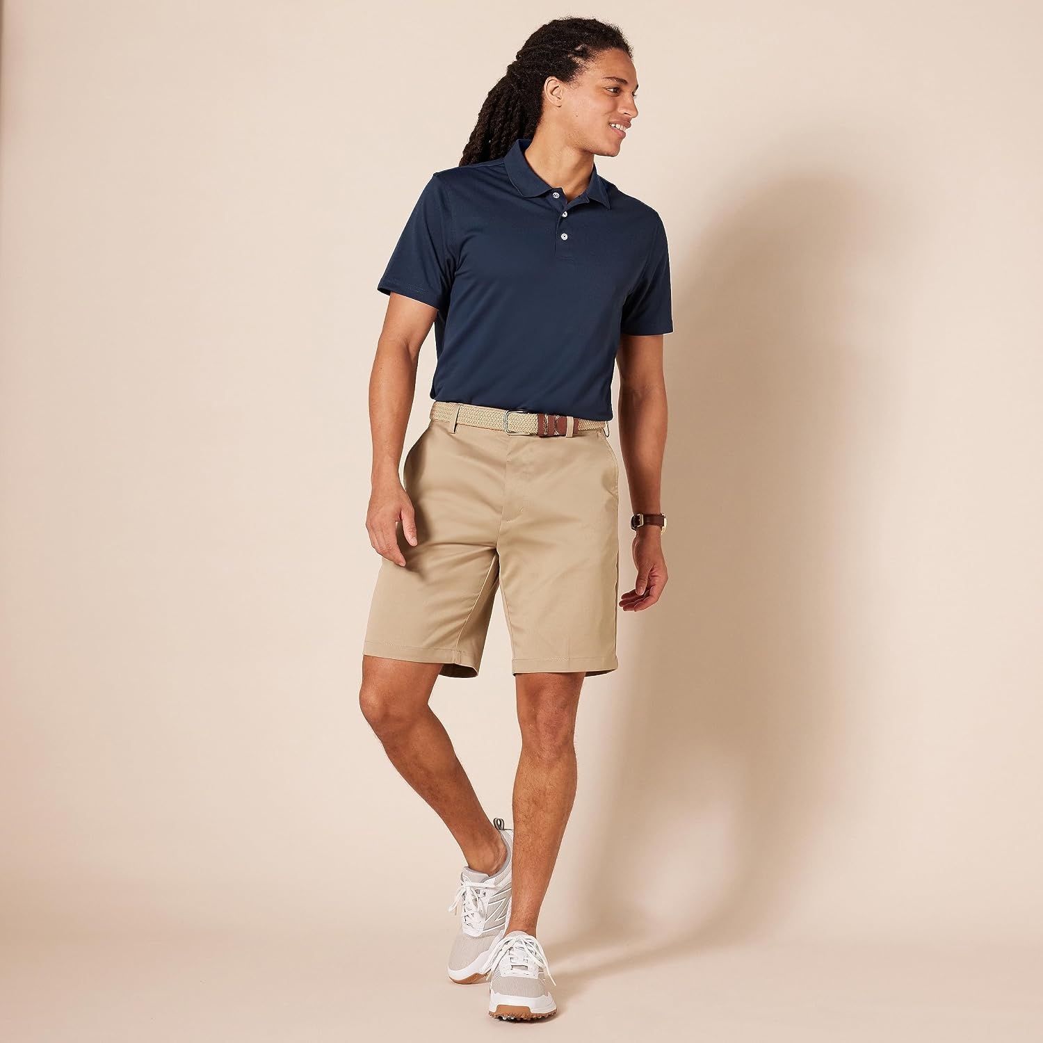 image:imageAmazon Essentials Mens Moisture Wicking Golf Polo Shirt Short Sleeve SlimFit QuickDry Active WearDark Navy