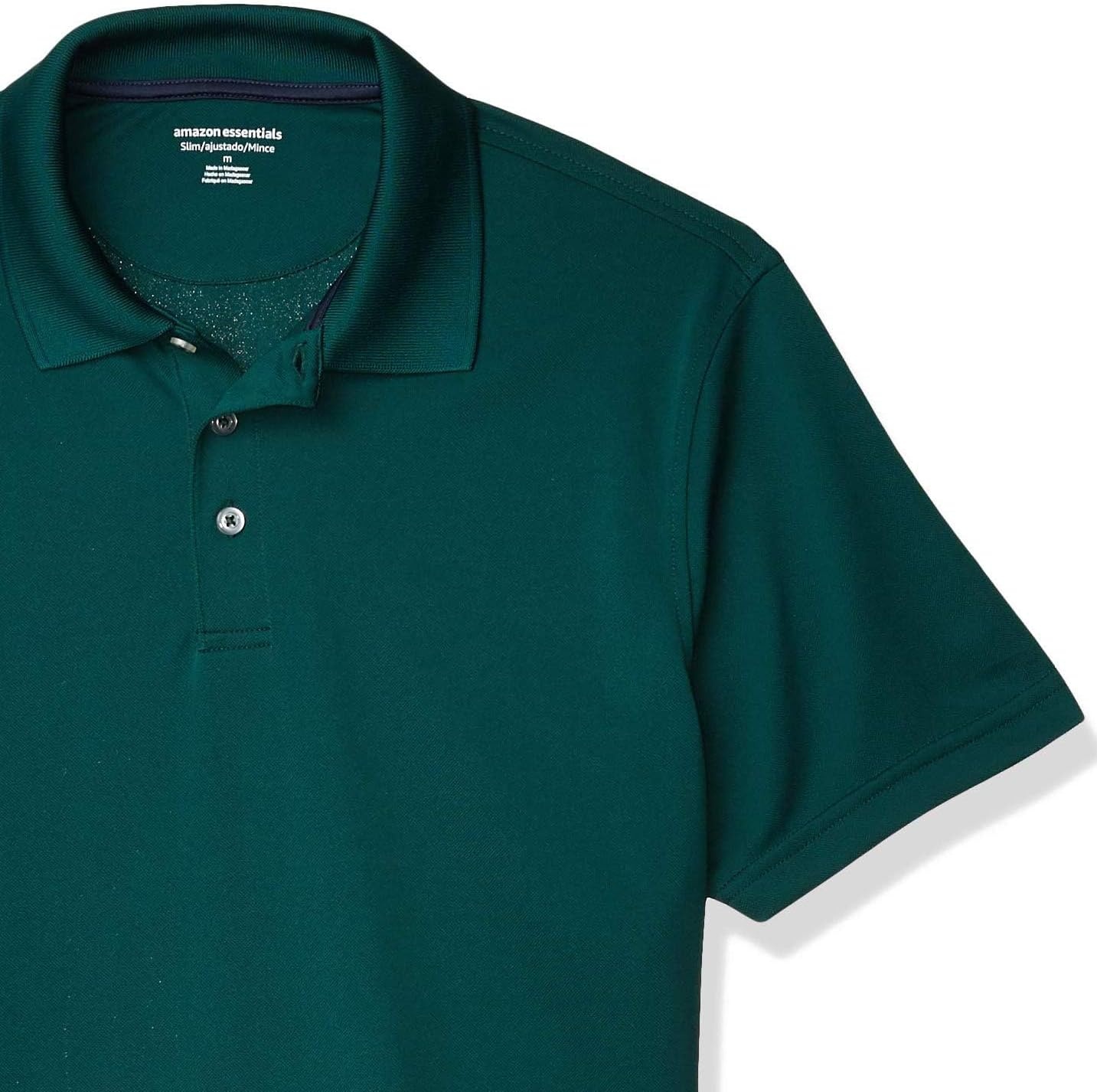 image:imageAmazon Essentials Mens Moisture Wicking Golf Polo Shirt Short Sleeve SlimFit QuickDry Active WearForest Green