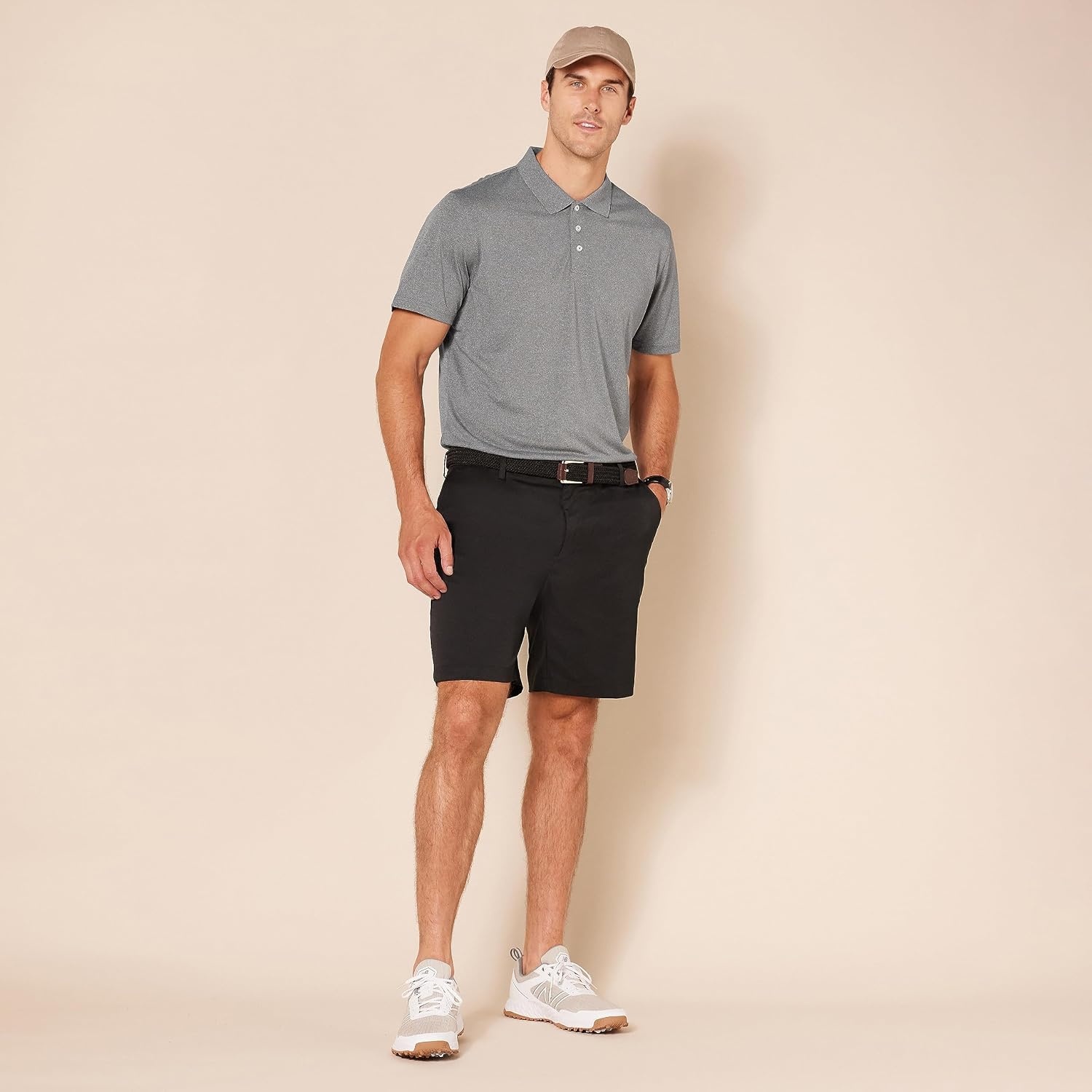 image:imageAmazon Essentials Mens Moisture Wicking Golf Polo Shirt Short Sleeve SlimFit QuickDry Active WearMedium Heather Grey