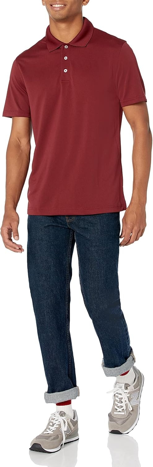 image:imageAmazon Essentials Mens Moisture Wicking Golf Polo Shirt Short Sleeve SlimFit QuickDry Active WearPort
