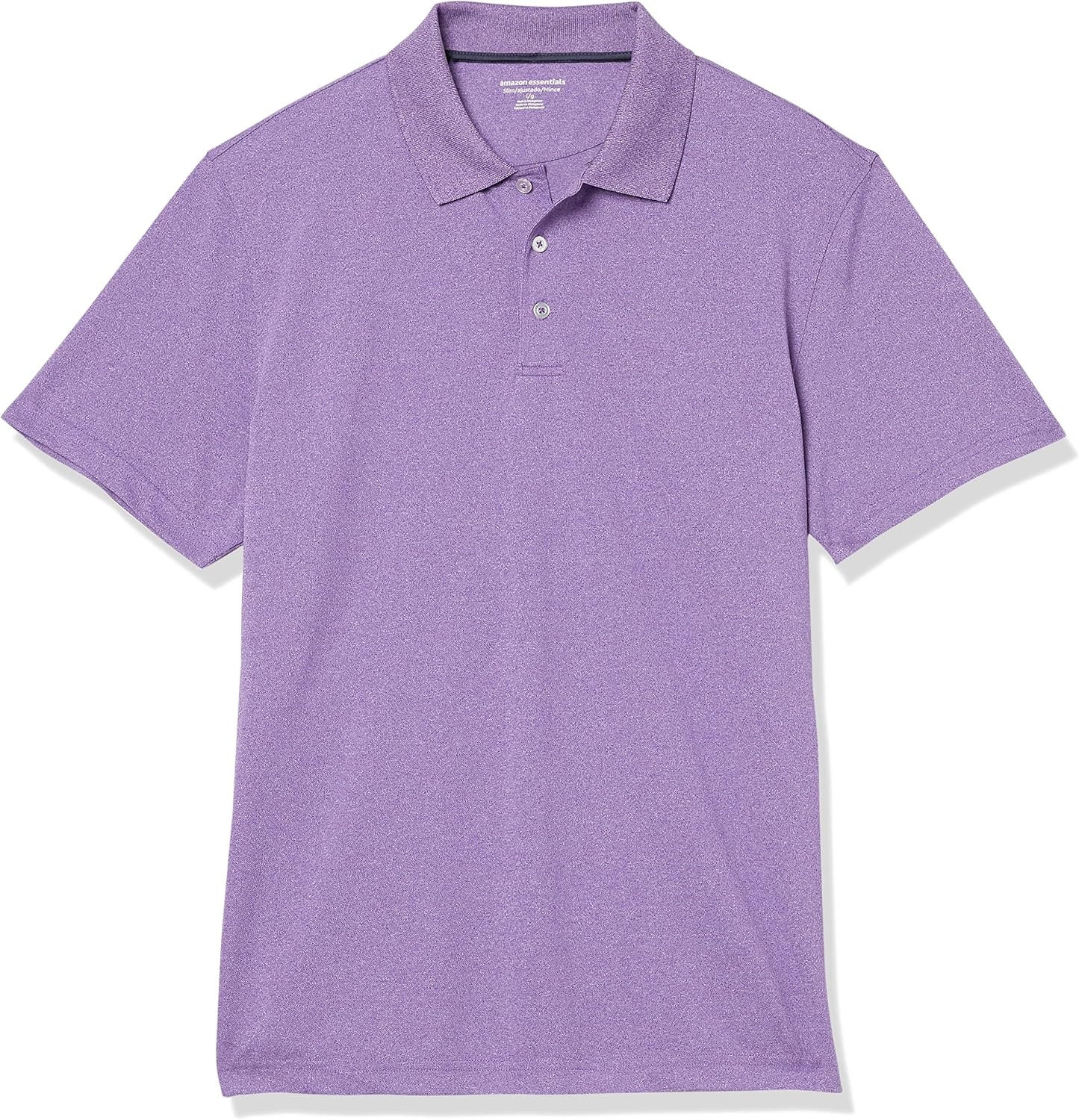 image:imageAmazon Essentials Mens Moisture Wicking Golf Polo Shirt Short Sleeve SlimFit QuickDry Active WearPurple Heather