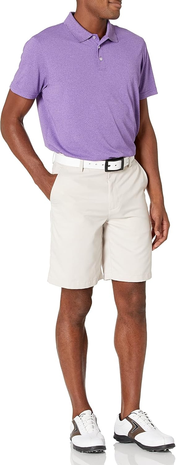 image:imageAmazon Essentials Mens Moisture Wicking Golf Polo Shirt Short Sleeve SlimFit QuickDry Active WearPurple Heather