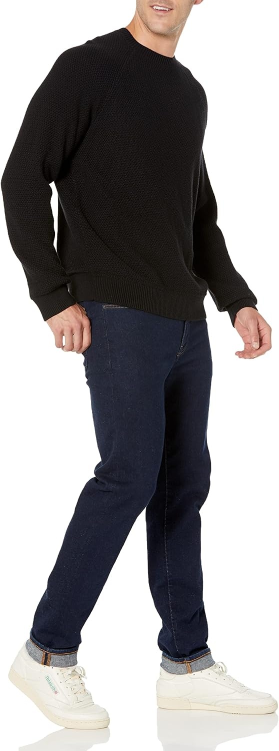 image:imageAmazon Essentials Mens Oversized Crewneck Sweater Textured Loose FitBlack