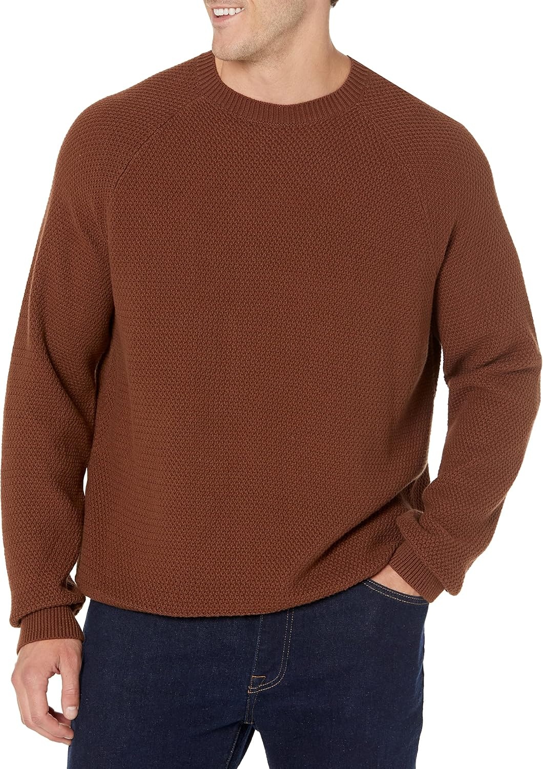 image:imageAmazon Essentials Mens Oversized Crewneck Sweater Textured Loose FitDeep Brown