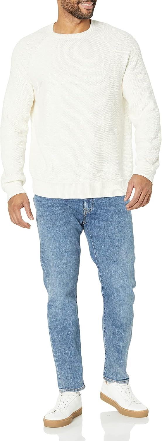 image:imageAmazon Essentials Mens Oversized Crewneck Sweater Textured Loose FitEggshell White