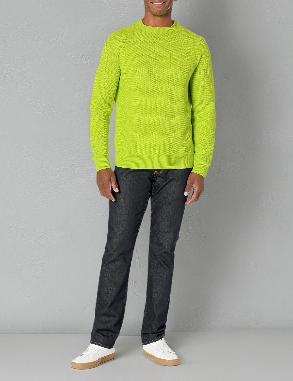 image:imageAmazon Essentials Mens Oversized Crewneck Sweater Textured Loose FitLime Green