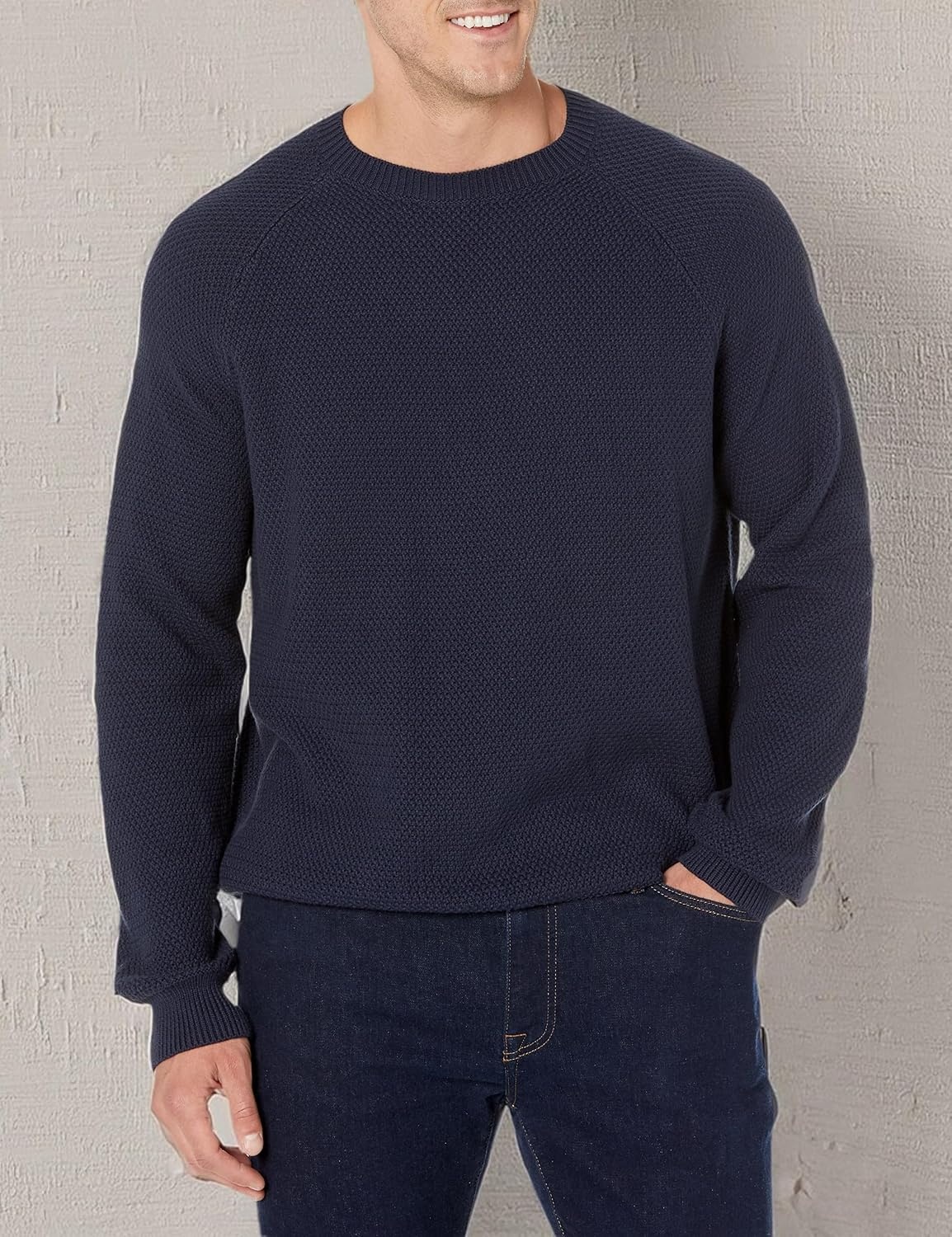 image:imageAmazon Essentials Mens Oversized Crewneck Sweater Textured Loose FitNavy