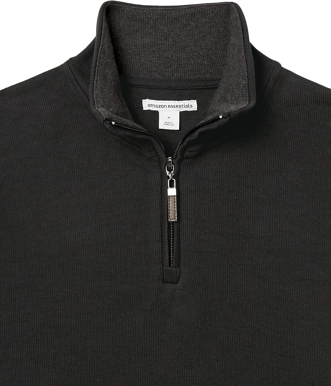 image:imageAmazon Essentials Mens QuarterZip French Rib Mock Neck Sweater Casual WearBlack