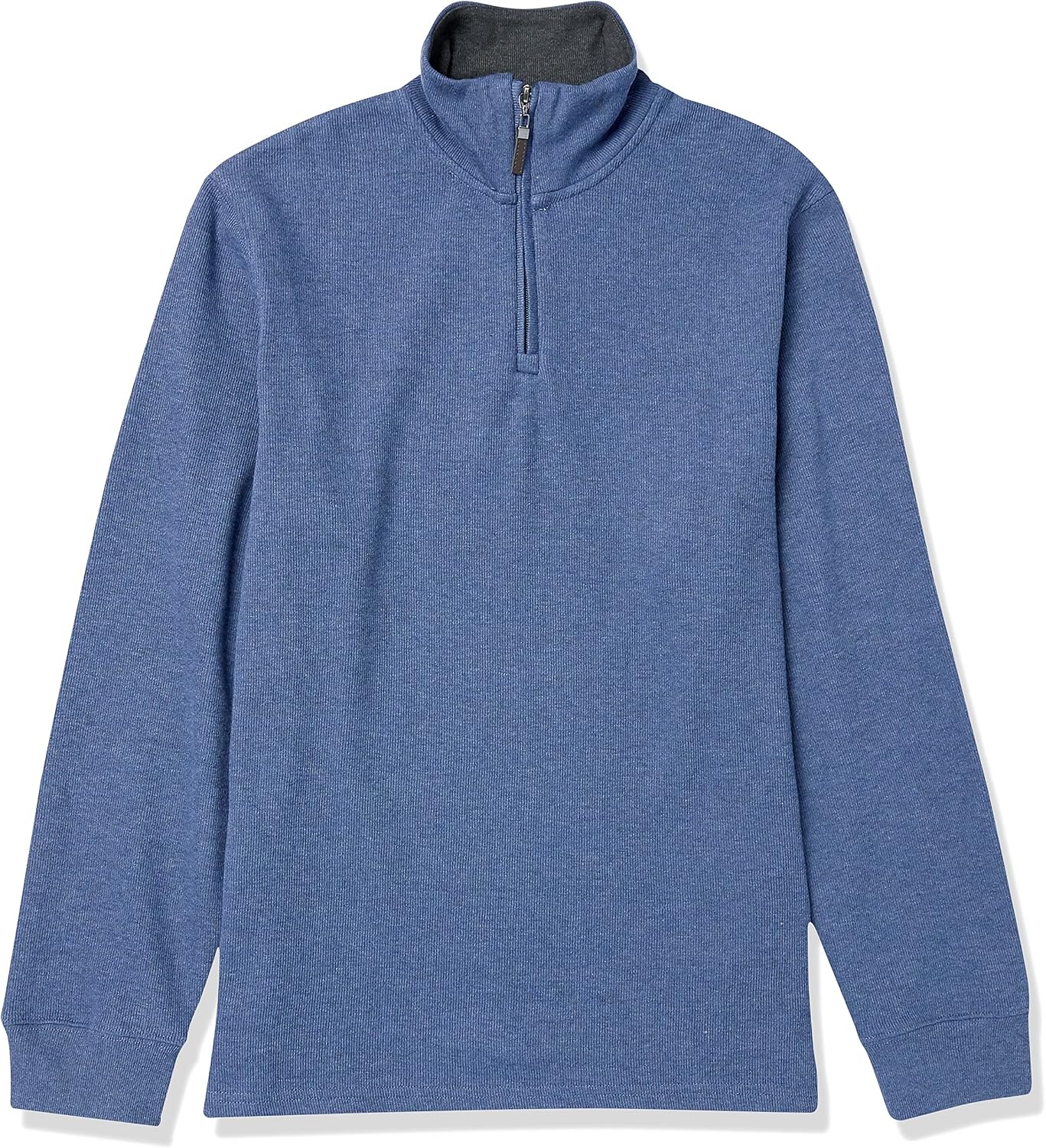 image:imageAmazon Essentials Mens QuarterZip French Rib Mock Neck Sweater Casual WearBlue Heather