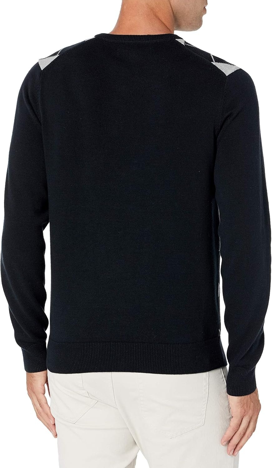 image:imageAmazon Essentials Mens Regular Fit Cotton VNeck Pullover Sweater Available in Big amp TallBlack Argyle