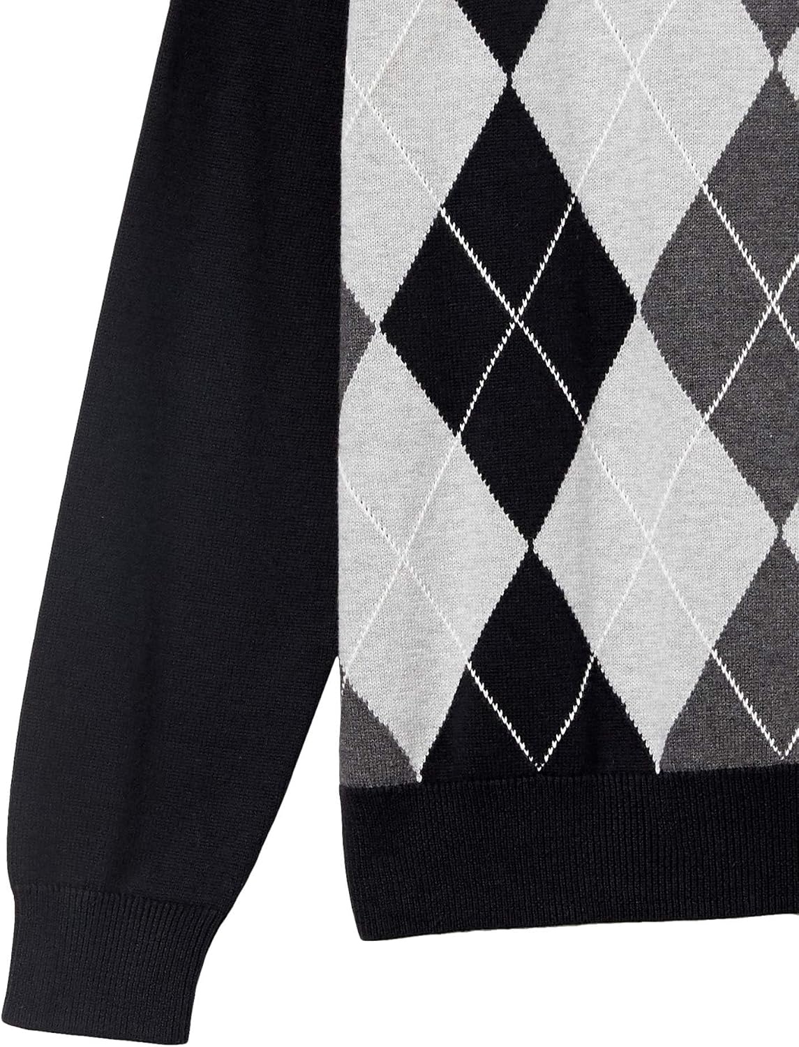 image:imageAmazon Essentials Mens Regular Fit Cotton VNeck Pullover Sweater Available in Big amp TallBlack Argyle