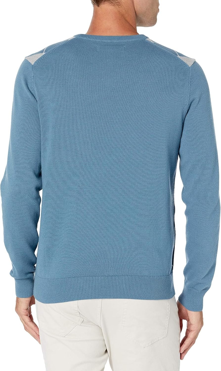 image:imageAmazon Essentials Mens Regular Fit Cotton VNeck Pullover Sweater Available in Big amp TallBlue Argyle