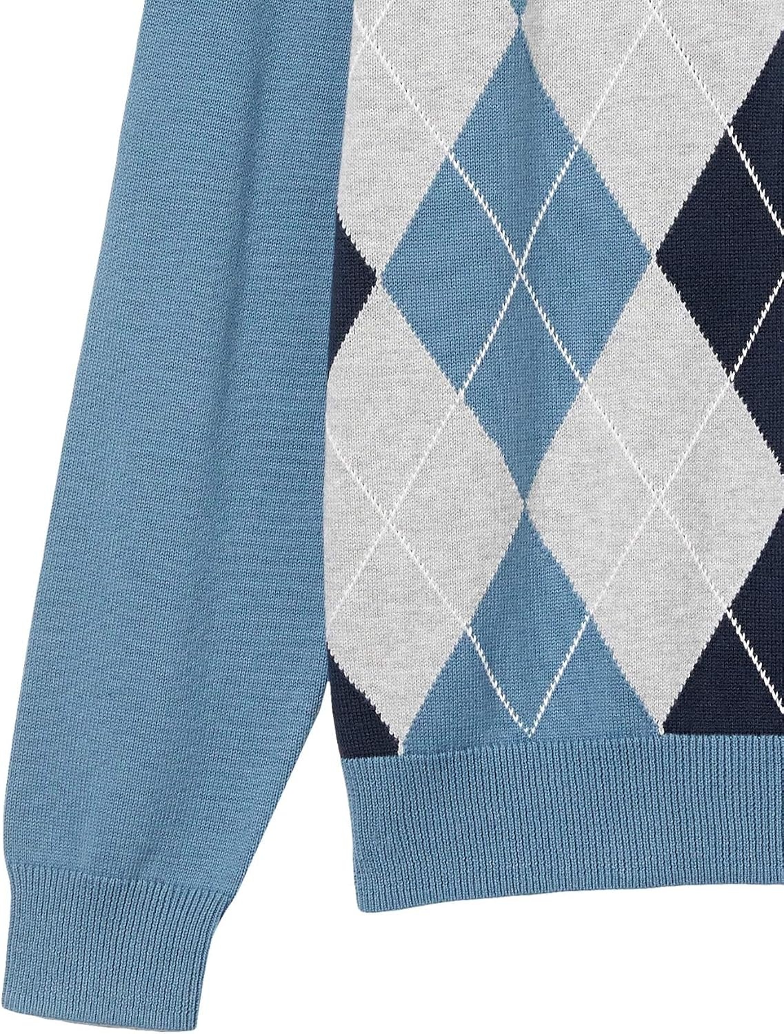 image:imageAmazon Essentials Mens Regular Fit Cotton VNeck Pullover Sweater Available in Big amp TallBlue Argyle