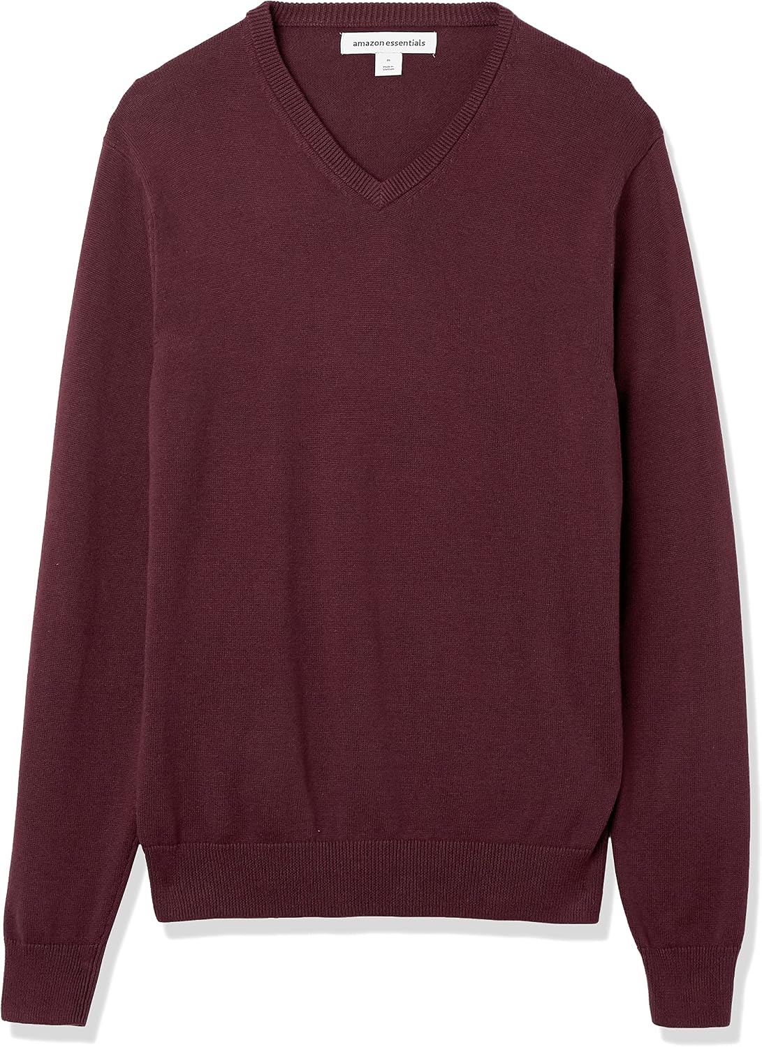 image:imageAmazon Essentials Mens Regular Fit Cotton VNeck Pullover Sweater Available in Big amp TallBurgundy