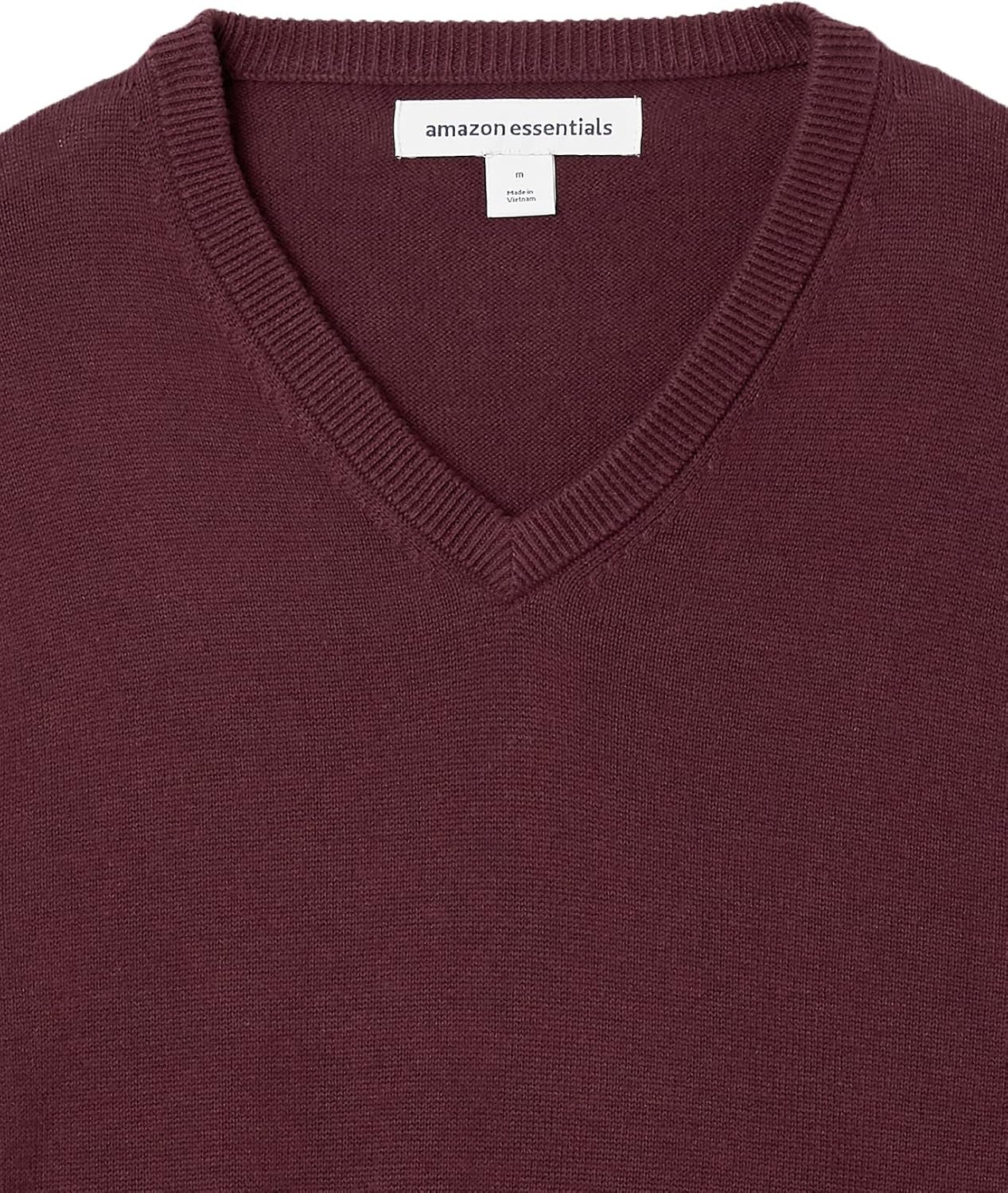image:imageAmazon Essentials Mens Regular Fit Cotton VNeck Pullover Sweater Available in Big amp TallBurgundy
