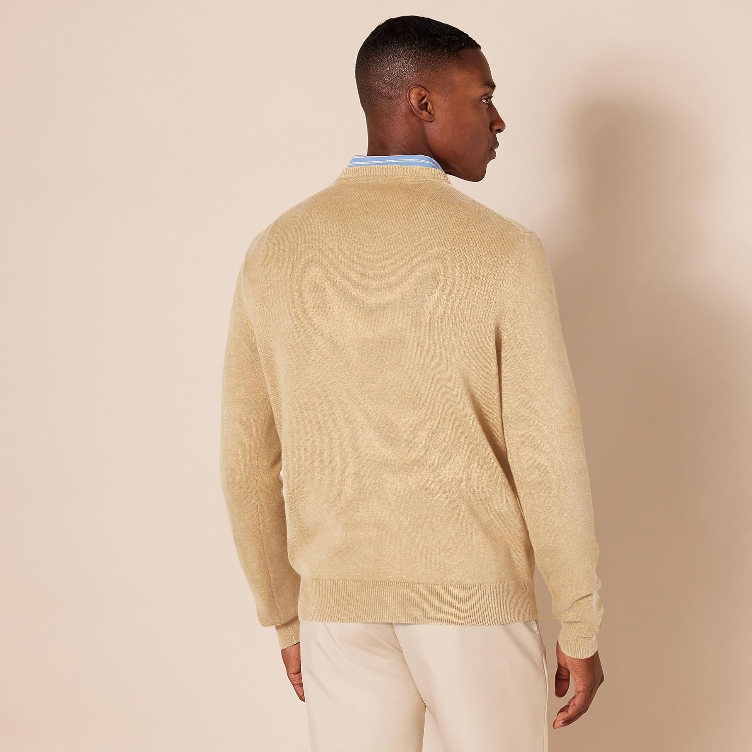 image:imageAmazon Essentials Mens Regular Fit Cotton VNeck Pullover Sweater Available in Big amp TallCamel Heather