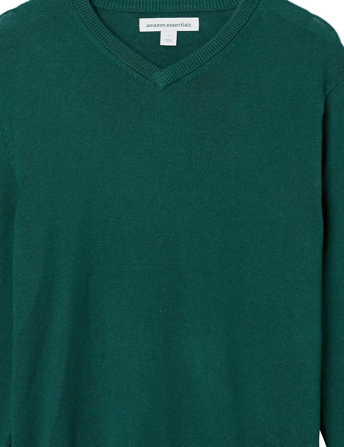 image:imageAmazon Essentials Mens Regular Fit Cotton VNeck Pullover Sweater Available in Big amp TallDark Green