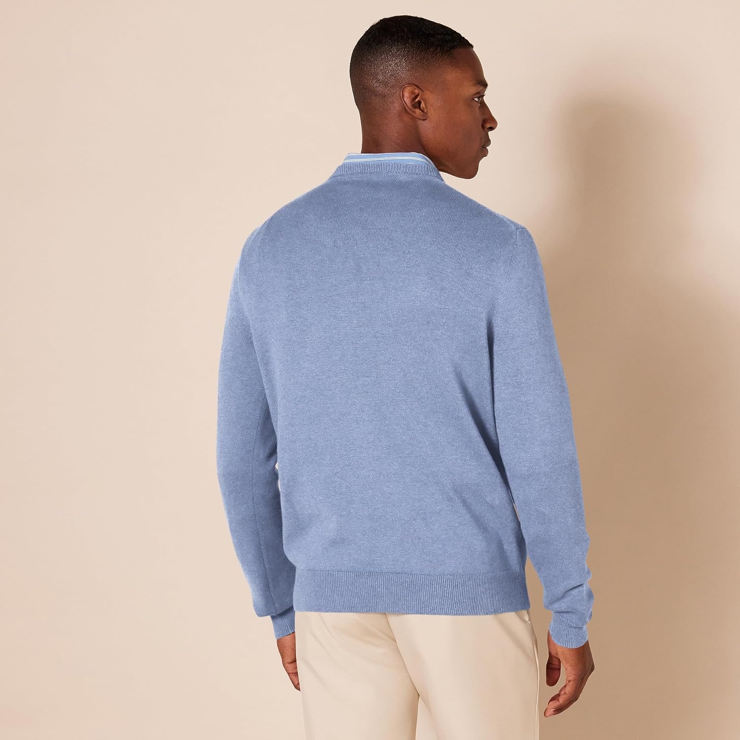 image:imageAmazon Essentials Mens Regular Fit Cotton VNeck Pullover Sweater Available in Big amp TallDusty Blue