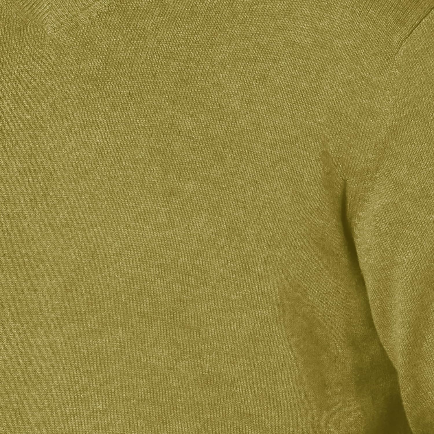 image:imageAmazon Essentials Mens Regular Fit Cotton VNeck Pullover Sweater Available in Big amp TallGolden Olive