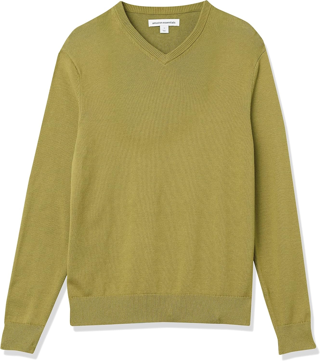 image:imageAmazon Essentials Mens Regular Fit Cotton VNeck Pullover Sweater Available in Big amp TallGolden Olive