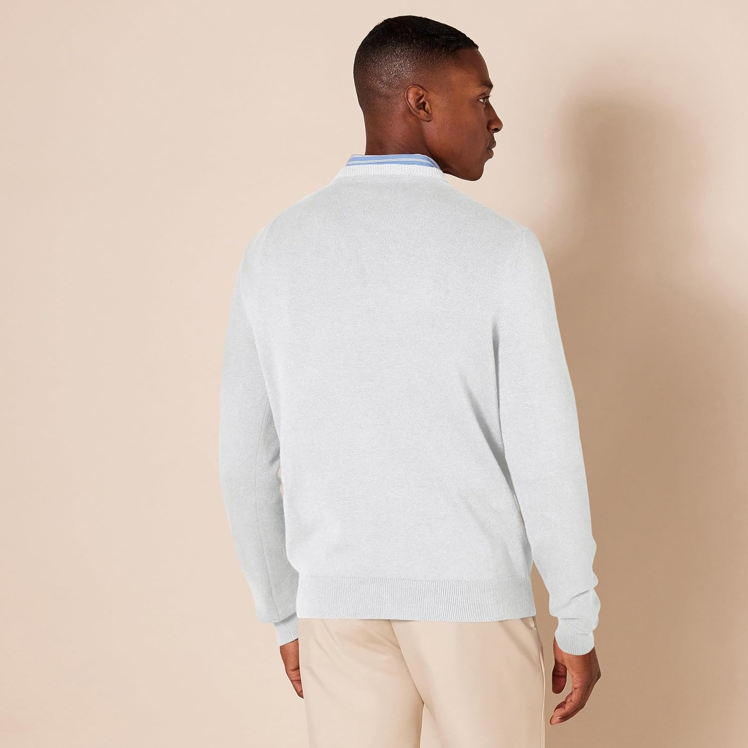 image:imageAmazon Essentials Mens Regular Fit Cotton VNeck Pullover Sweater Available in Big amp TallIvory