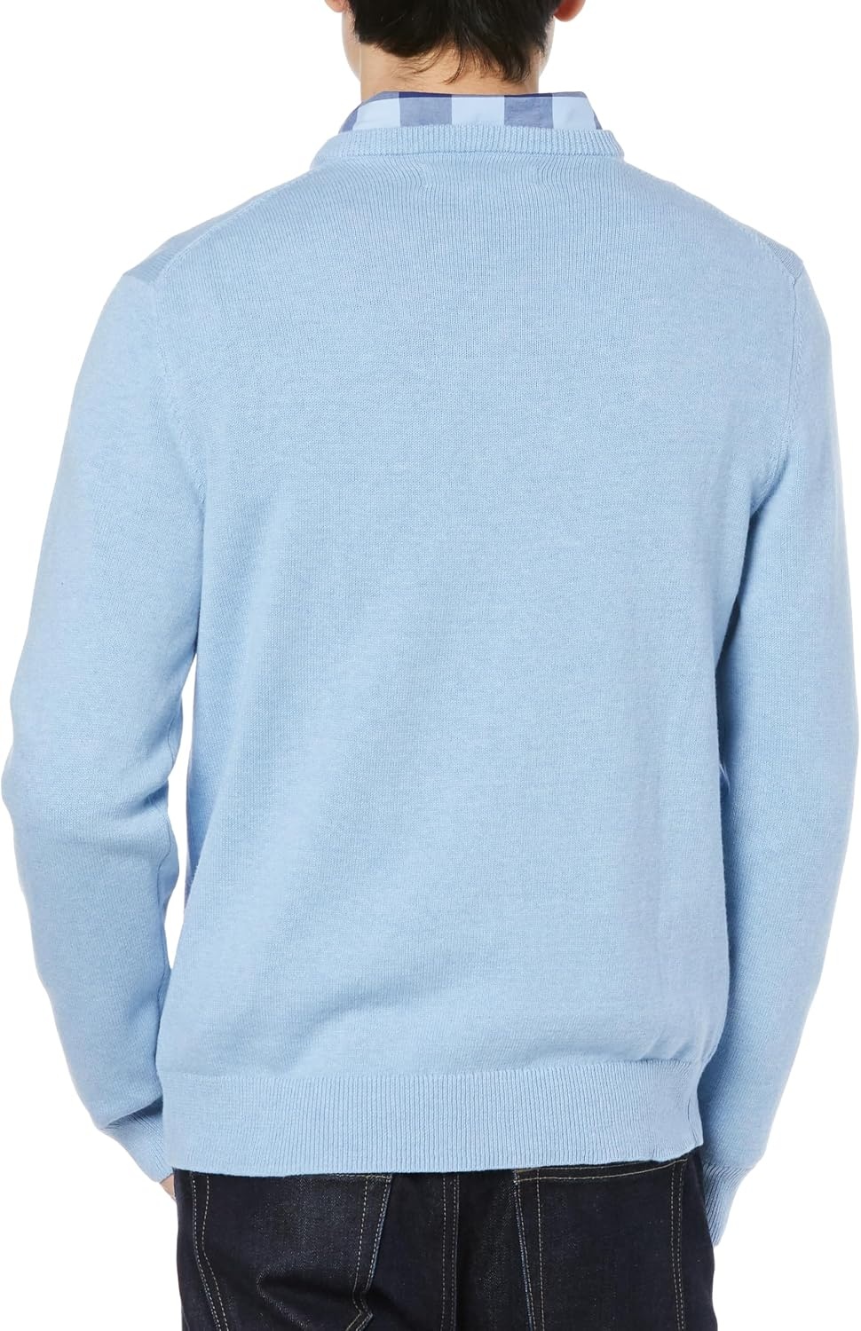 image:imageAmazon Essentials Mens Regular Fit Cotton VNeck Pullover Sweater Available in Big amp TallLight Blue Heather