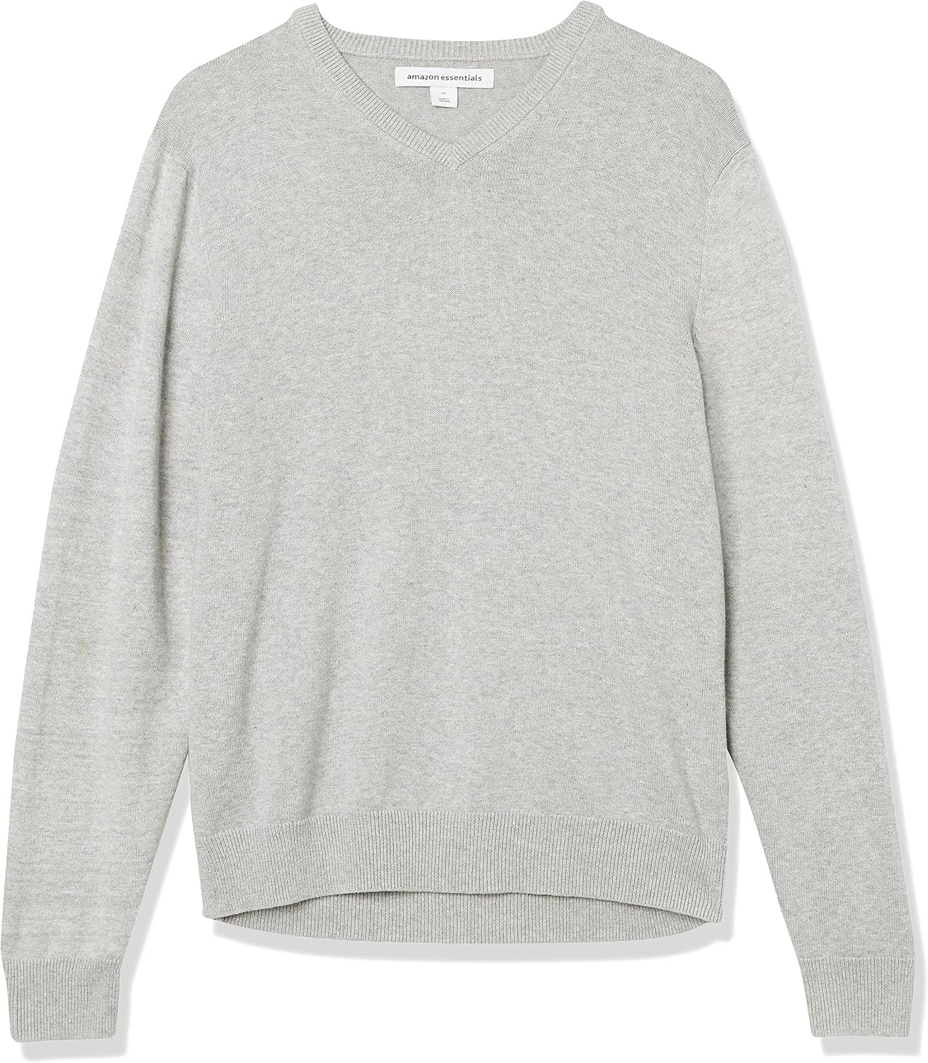 image:imageAmazon Essentials Mens Regular Fit Cotton VNeck Pullover Sweater Available in Big amp TallLight Grey Heather
