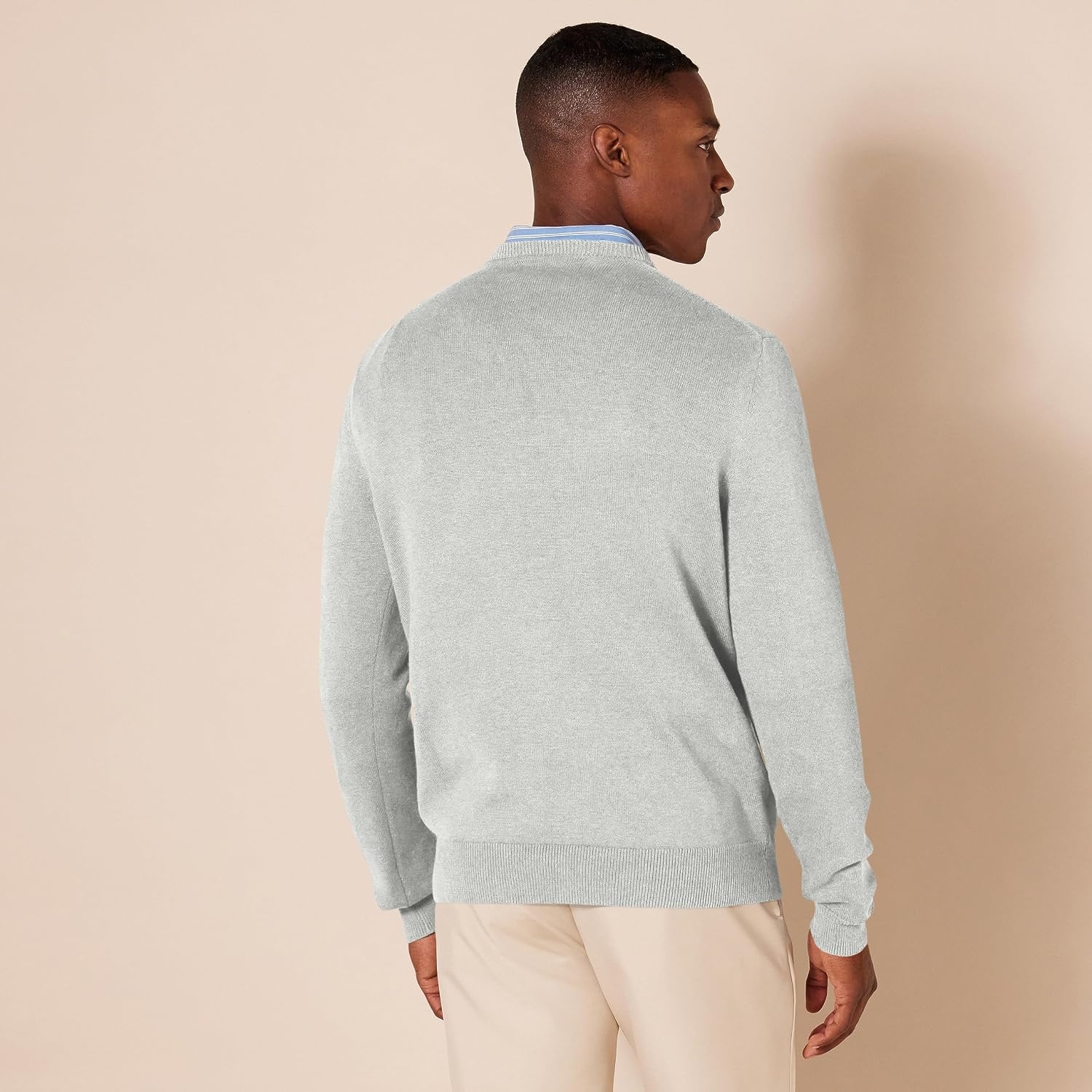 image:imageAmazon Essentials Mens Regular Fit Cotton VNeck Pullover Sweater Available in Big amp TallLight Grey Heather