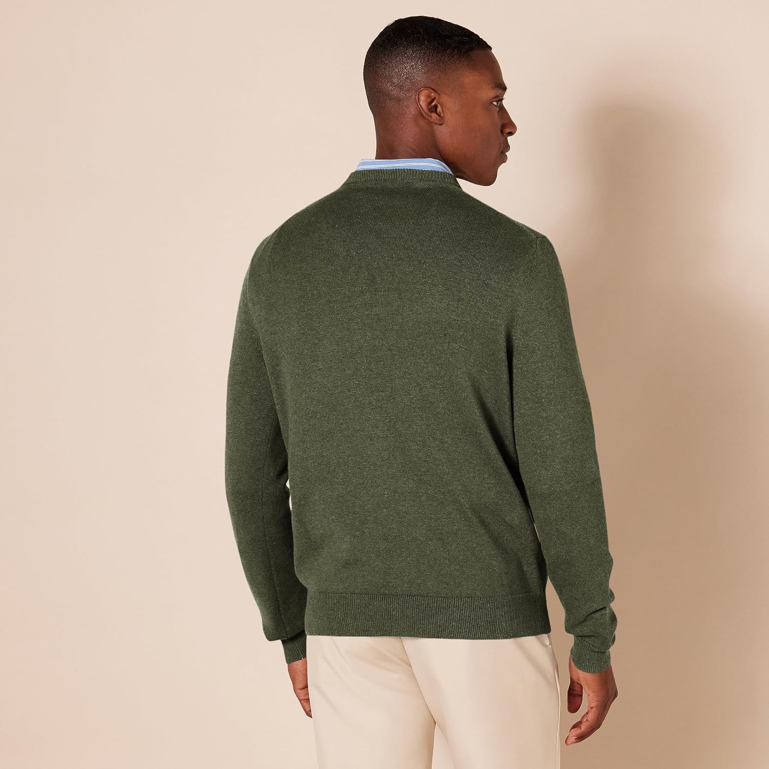 image:imageAmazon Essentials Mens Regular Fit Cotton VNeck Pullover Sweater Available in Big amp TallOlive Heather