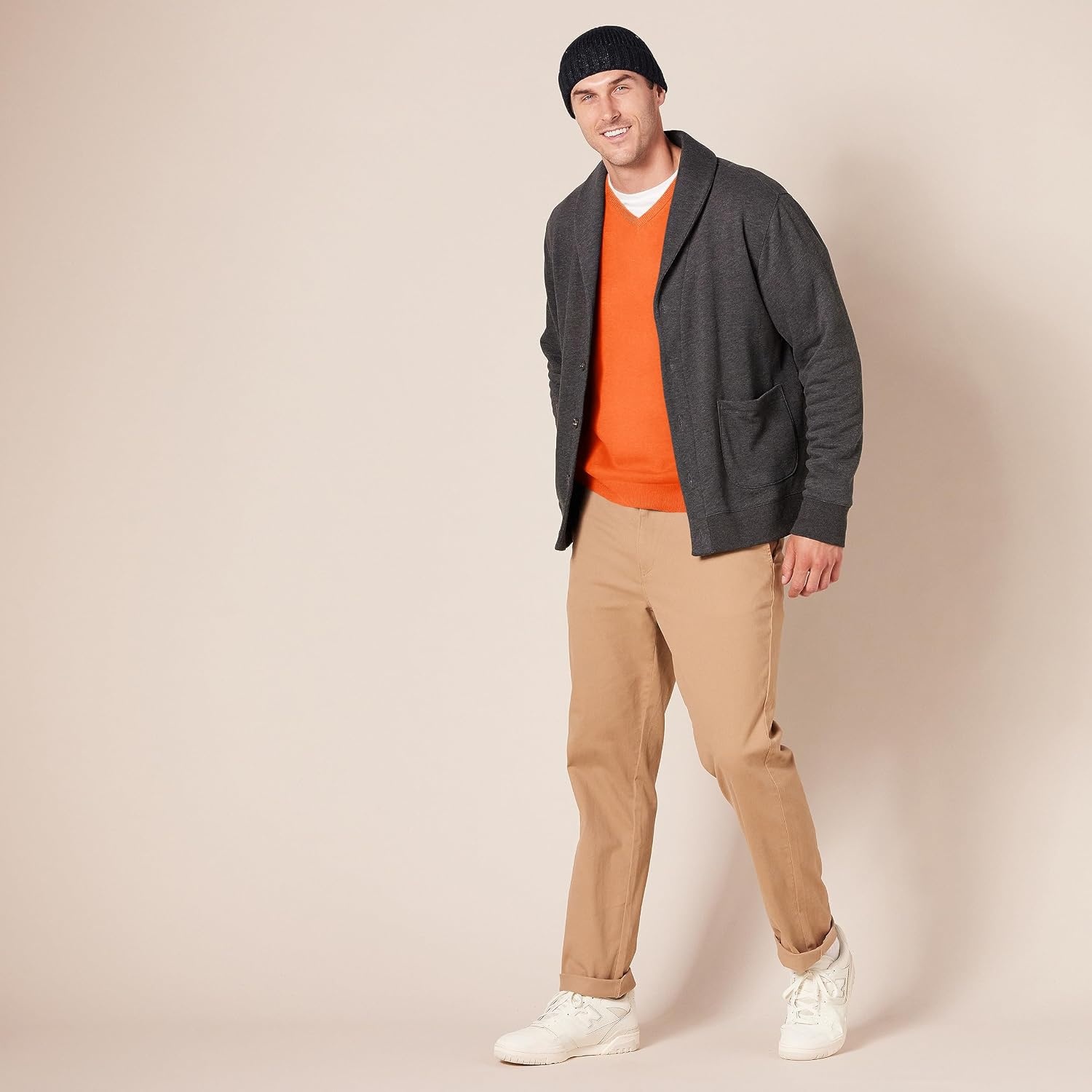 image:imageAmazon Essentials Mens Regular Fit Cotton VNeck Pullover Sweater Available in Big amp TallOrange