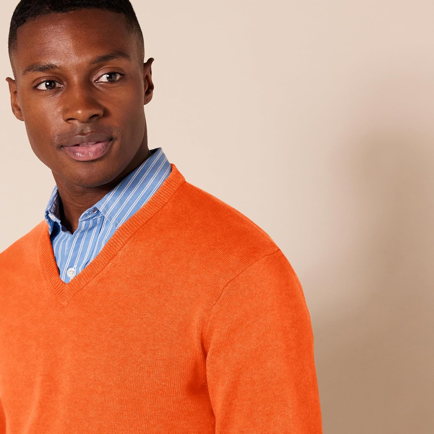 image:imageAmazon Essentials Mens Regular Fit Cotton VNeck Pullover Sweater Available in Big amp TallOrange