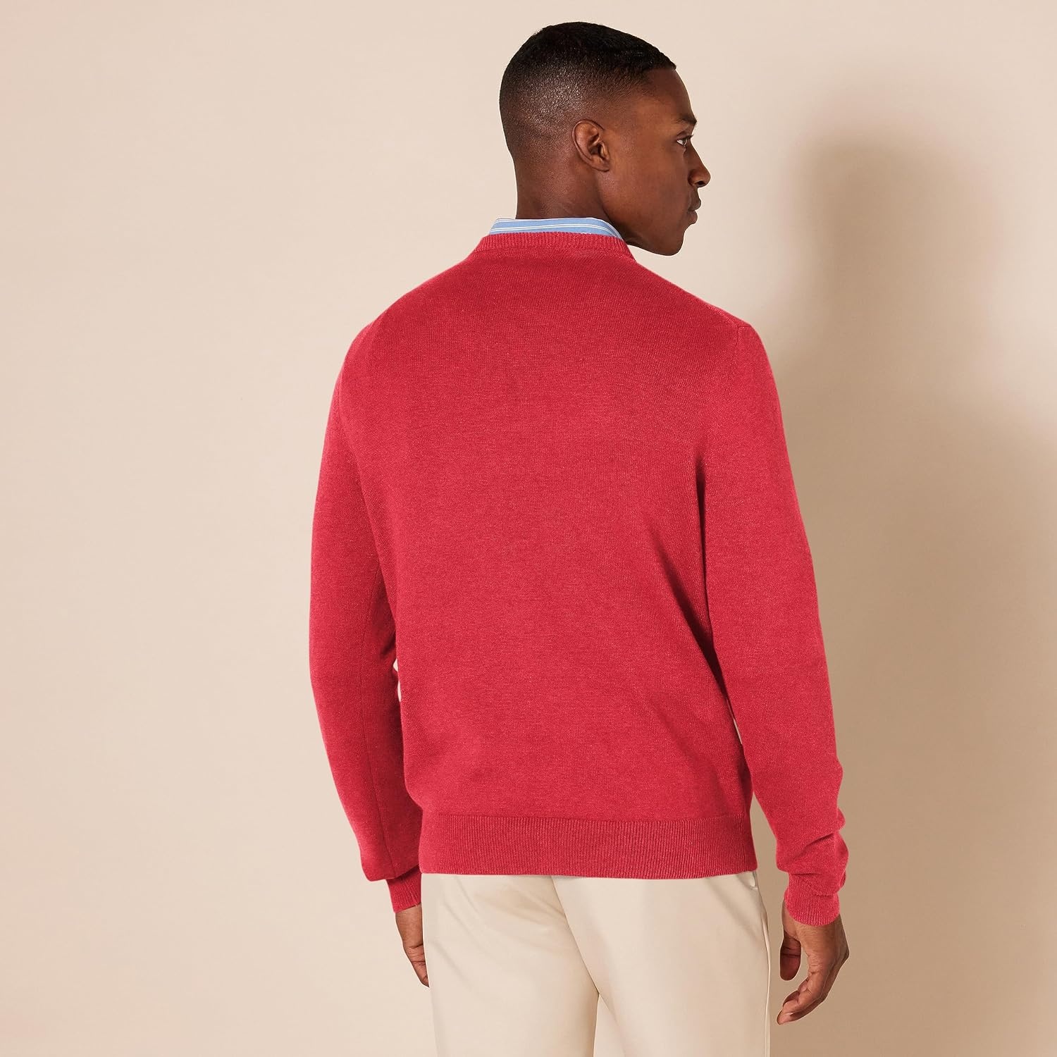 image:imageAmazon Essentials Mens Regular Fit Cotton VNeck Pullover Sweater Available in Big amp TallRed
