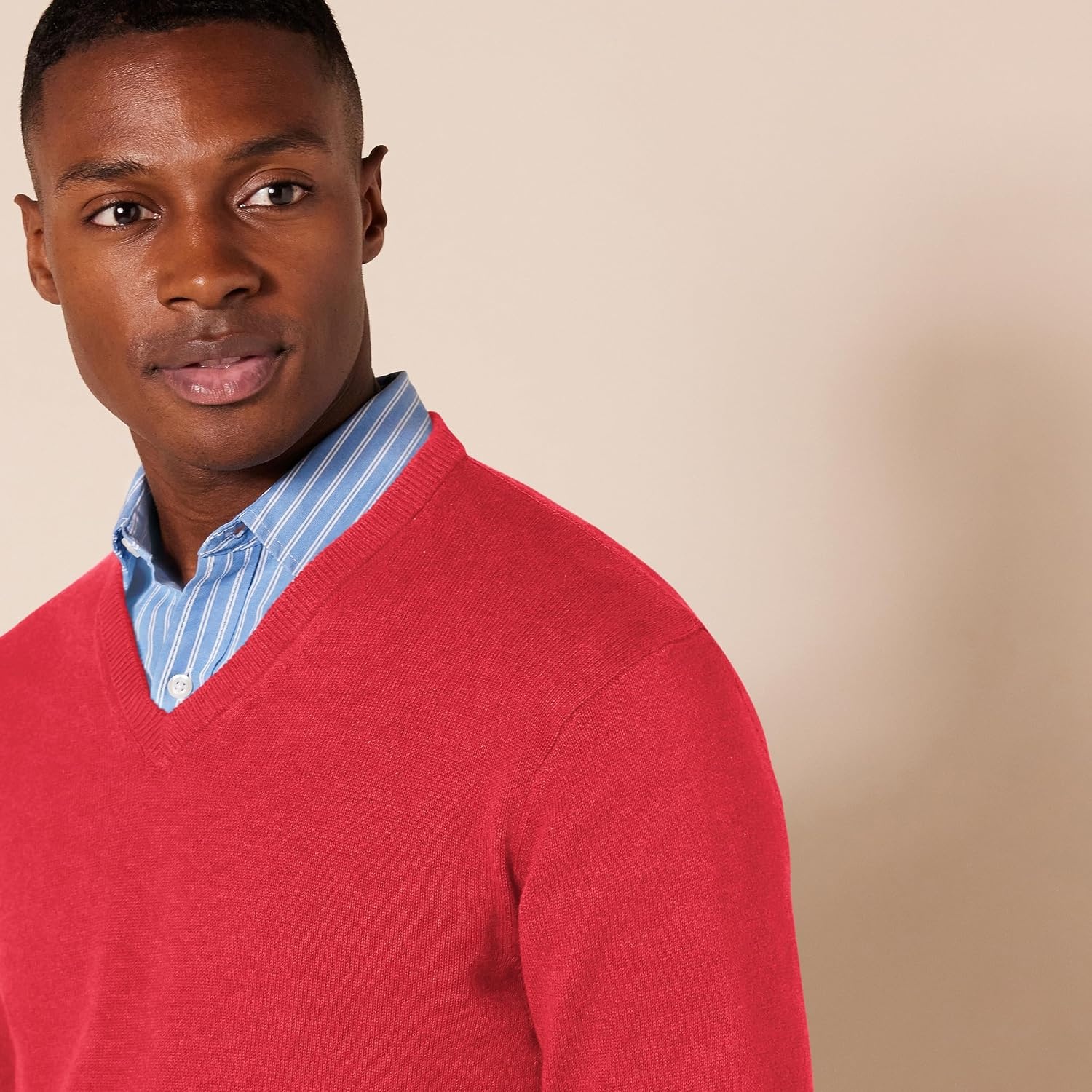 image:imageAmazon Essentials Mens Regular Fit Cotton VNeck Pullover Sweater Available in Big amp TallRed