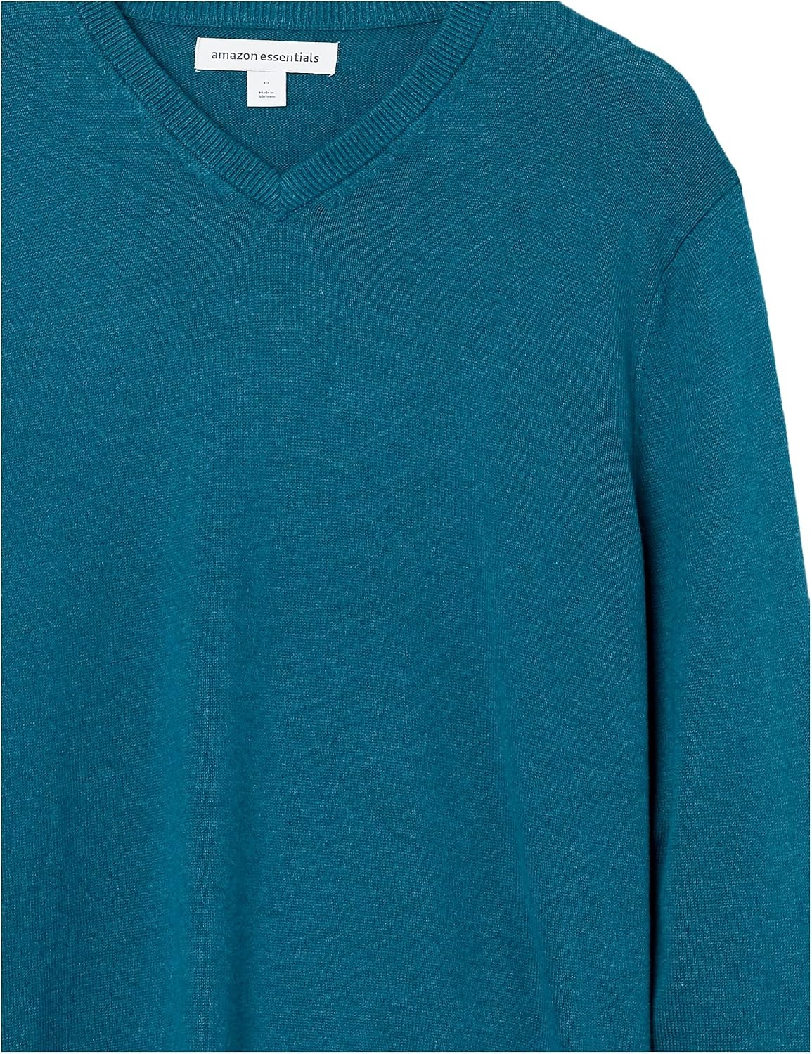 image:imageAmazon Essentials Mens Regular Fit Cotton VNeck Pullover Sweater Available in Big amp TallTeal Blue Heather