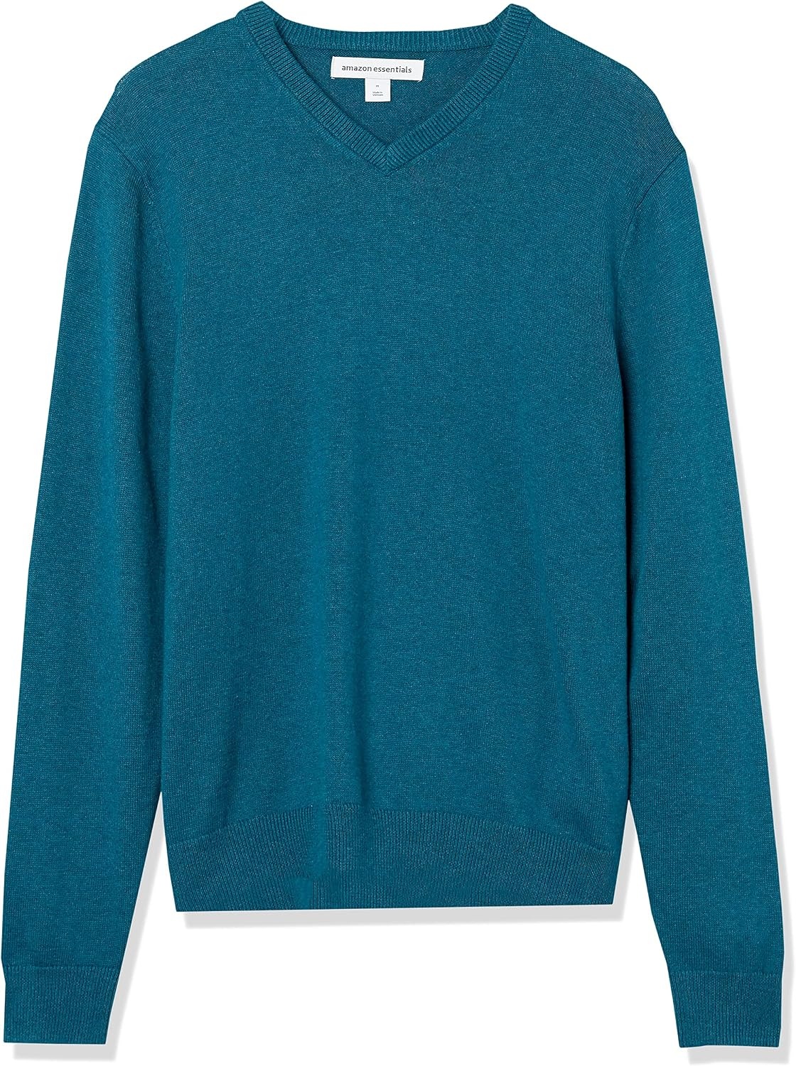 image:imageAmazon Essentials Mens Regular Fit Cotton VNeck Pullover Sweater Available in Big amp TallTeal Blue Heather