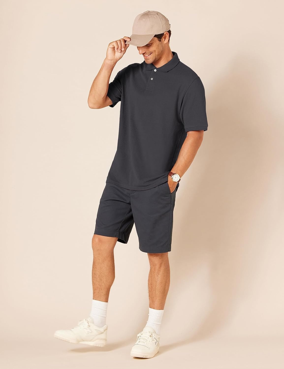 image:imageAmazon Essentials Mens RegularFit Short Sleeve Cotton Pique Polo Shirt Available in Big amp TallBlack