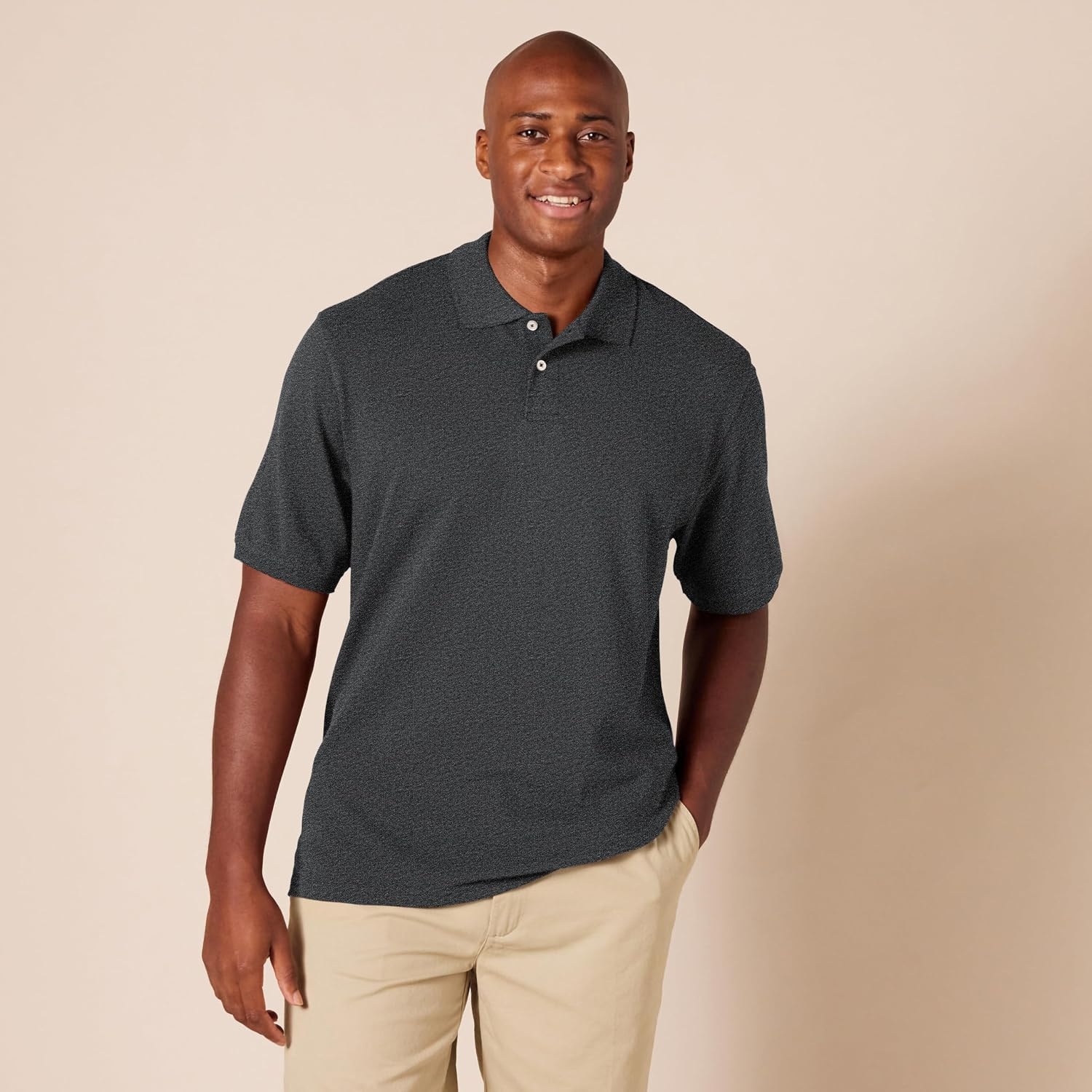 image:imageAmazon Essentials Mens RegularFit Short Sleeve Cotton Pique Polo Shirt Available in Big amp TallCharcoal Heather