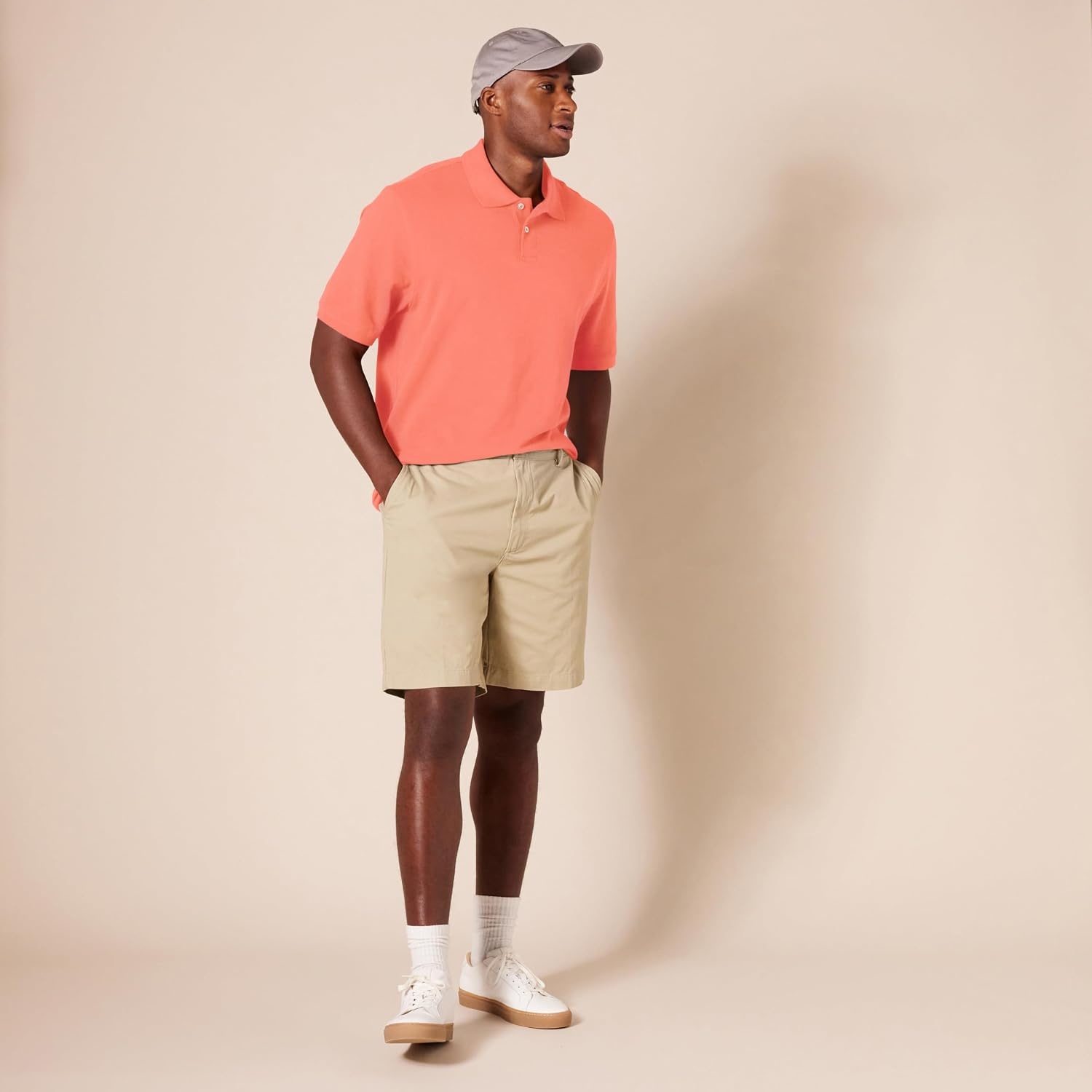 image:imageAmazon Essentials Mens RegularFit Short Sleeve Cotton Pique Polo Shirt Available in Big amp TallCoral Orange