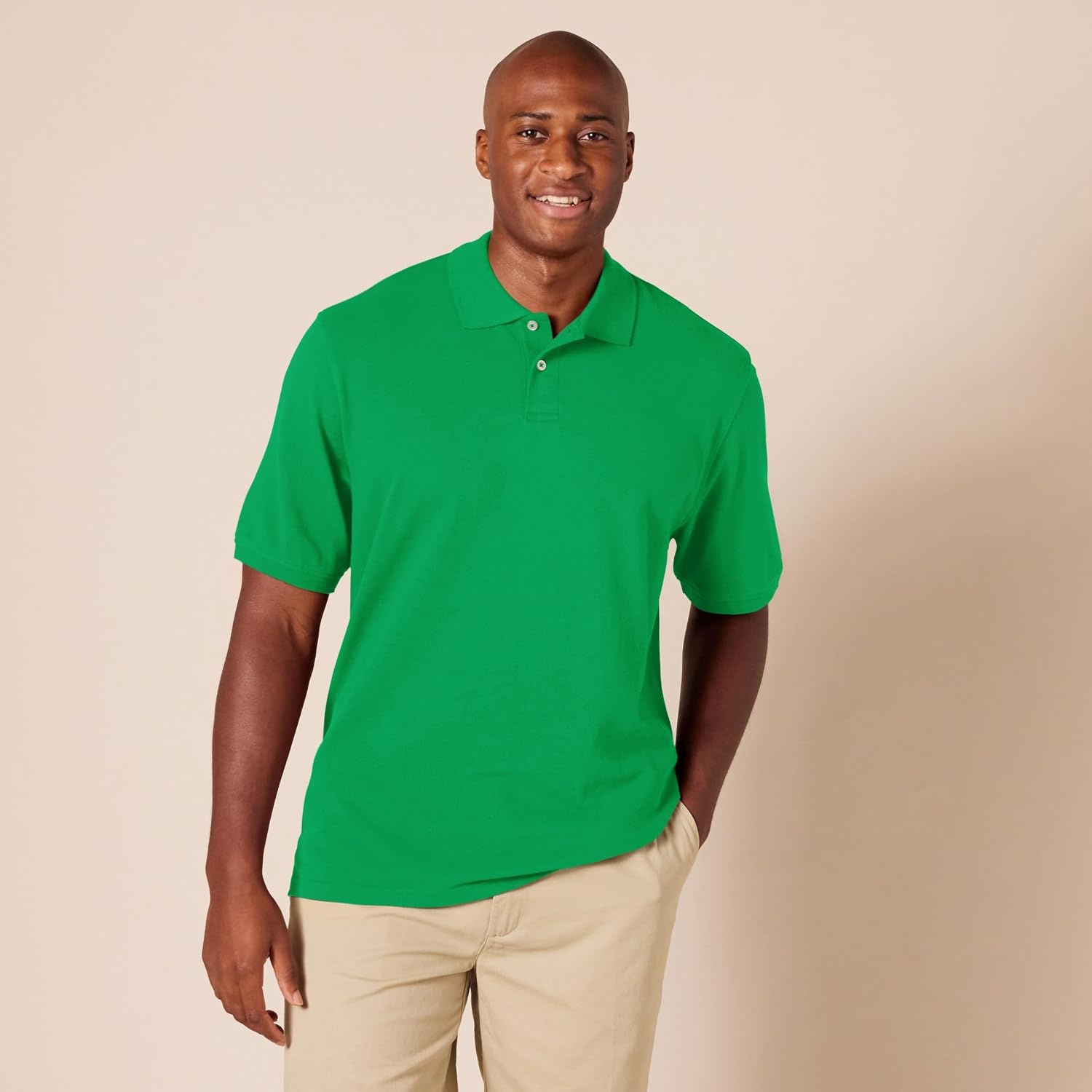 image:imageAmazon Essentials Mens RegularFit Short Sleeve Cotton Pique Polo Shirt Available in Big amp TallGreen
