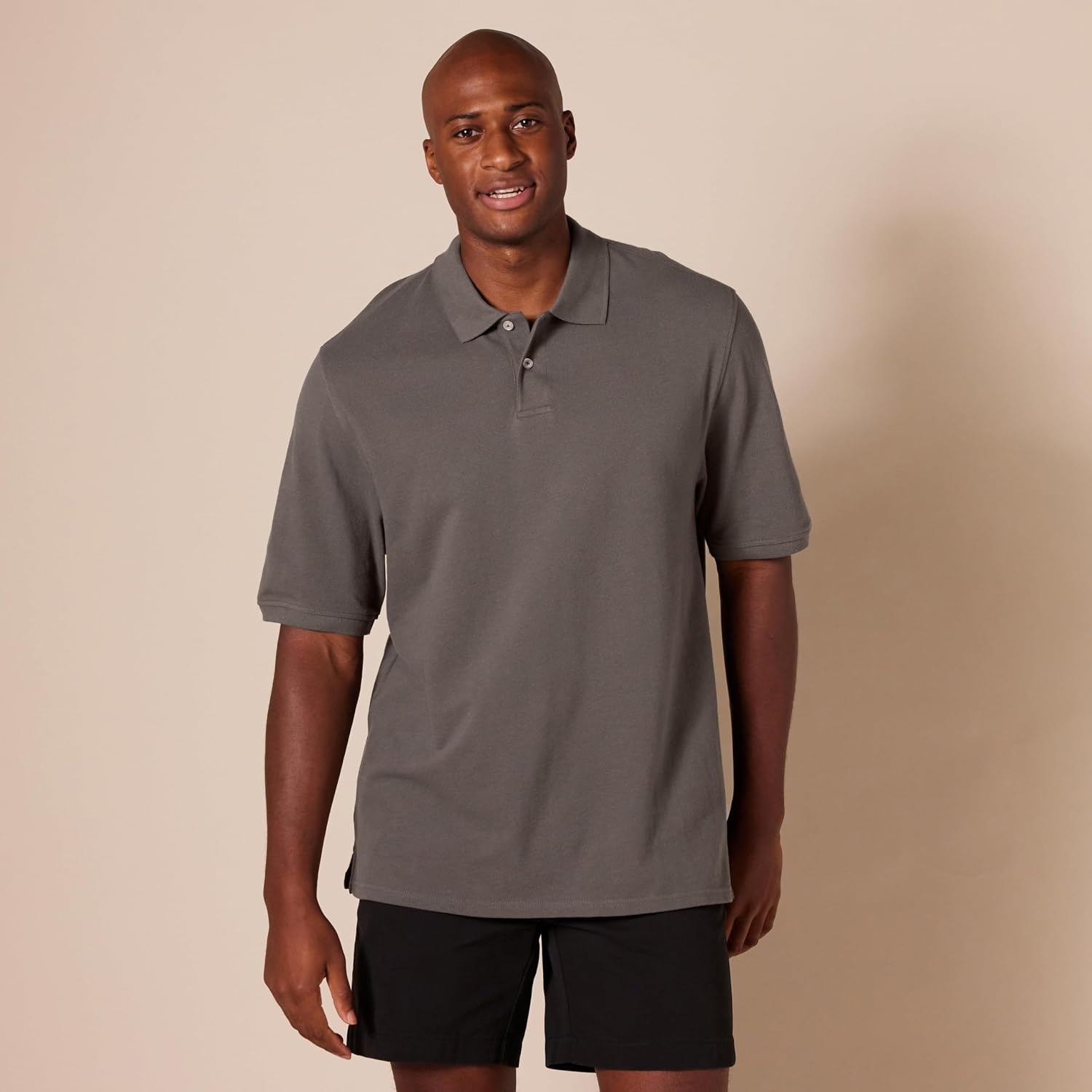 image:imageAmazon Essentials Mens RegularFit Short Sleeve Cotton Pique Polo Shirt Available in Big amp TallGrey