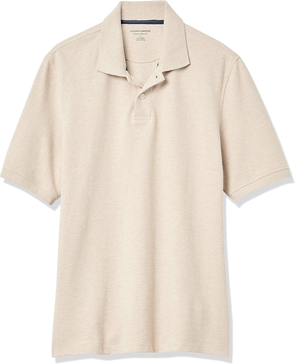 image:imageAmazon Essentials Mens RegularFit Short Sleeve Cotton Pique Polo Shirt Available in Big amp TallOatmeal Heather