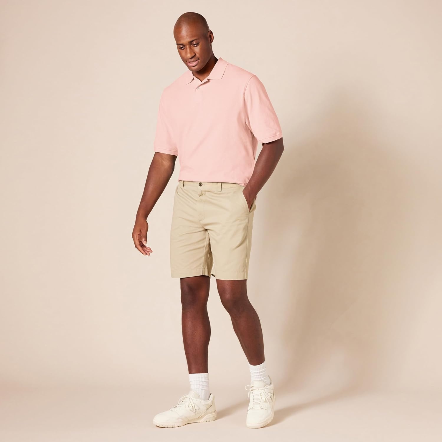 image:imageAmazon Essentials Mens RegularFit Short Sleeve Cotton Pique Polo Shirt Available in Big amp TallPink
