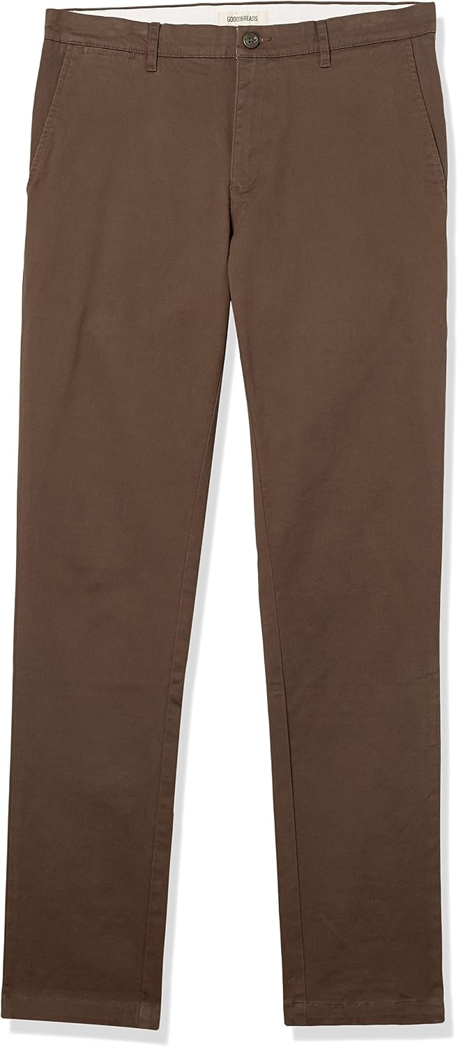image:imageAmazon Essentials Mens SkinnyFit Washed Comfort Stretch Chino Pant Previously GoodthreadsBrown