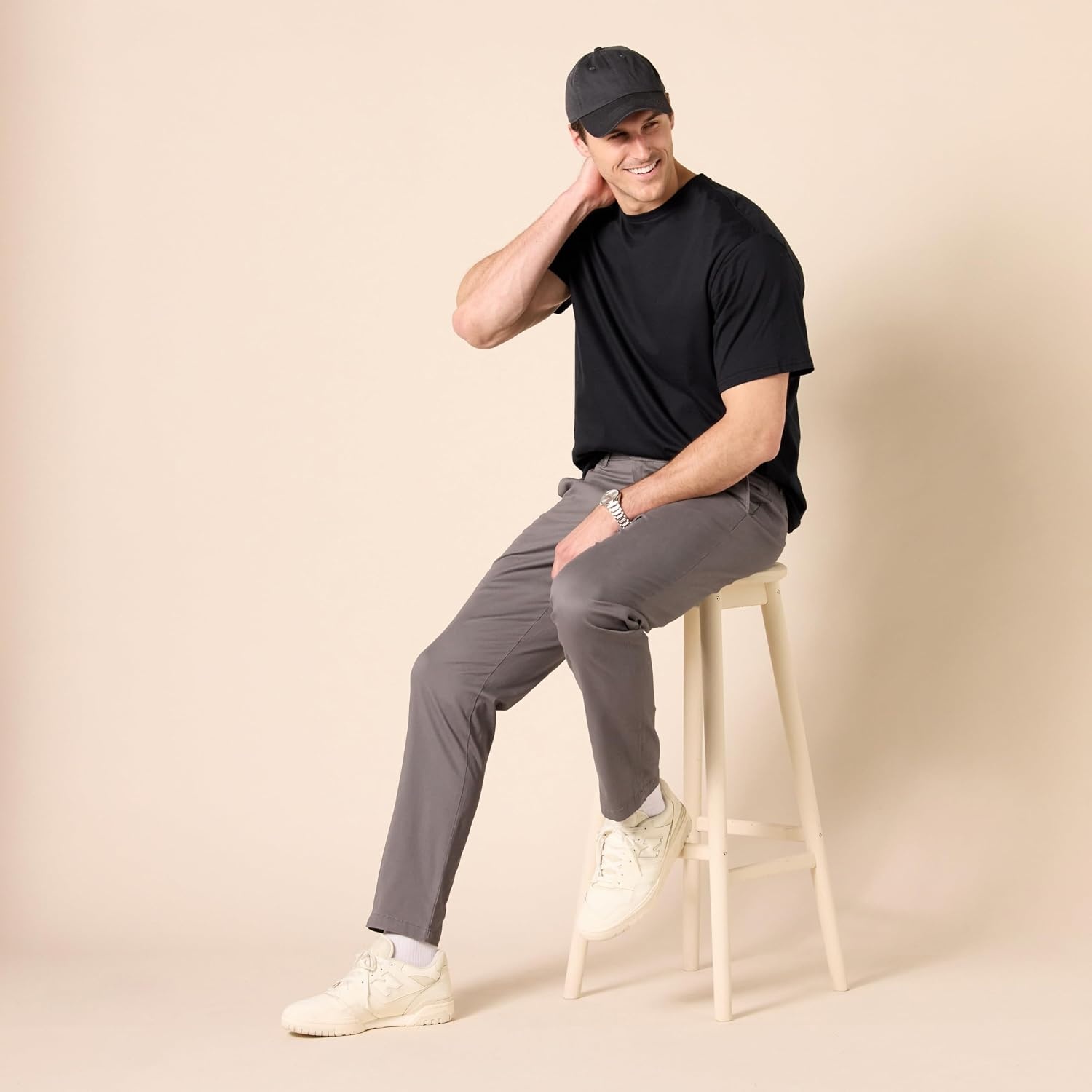image:imageAmazon Essentials Mens SkinnyFit Washed Comfort Stretch Chino Pant Previously GoodthreadsGrey